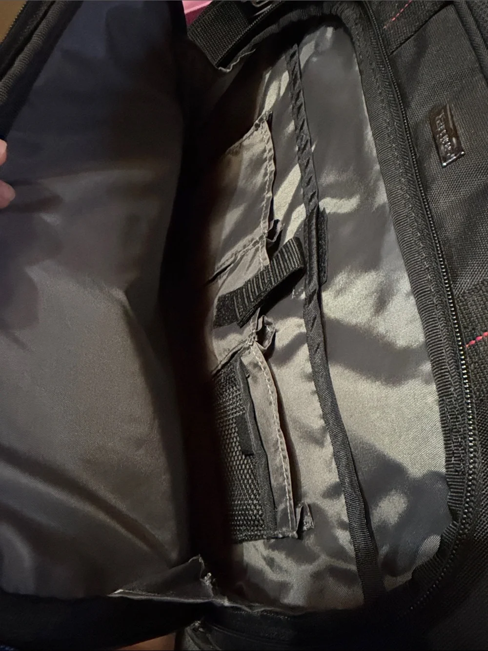Black Men’s Laptop Messenger Bag with Red Stitching